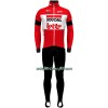 Fietskleding (Fietsshirt Lange Mouw + Lange Koersbroek) 2022 Lotto-Soudal - Rood Wit